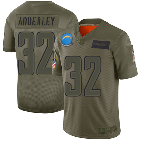Los Angeles Chargers #32 Nasir Adderley Camo Youth Stitched Limited 2019 Salute to Service Jersey Youth