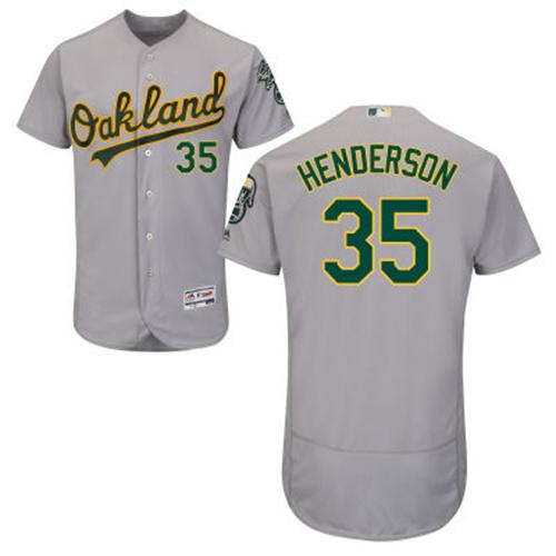 Oakland Athletics #35 Rickey Henderson Grey Flexbase Authentic Collection Stitched Jersey Men's