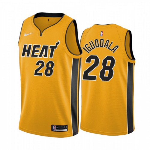 Miami Miami Heat #28 Andre Iguodala Yellow Youth Swingman 2020-21 Earned Edition Jersey Youth