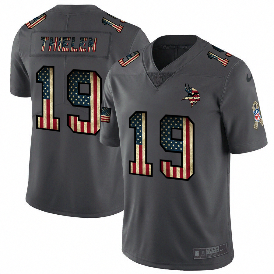 Minnesota Vikings #19 Adam Thielen 2018 Salute To Service Retro USA Flag Limited Jersey