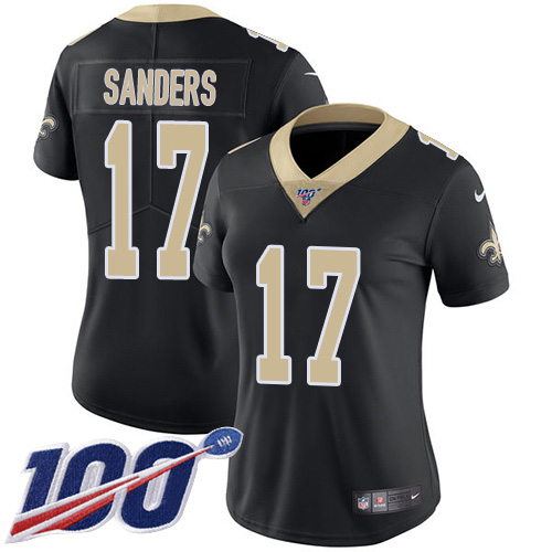 New Orleans Saints #17 Emmanuel Sanders Black Team Color Women's Stitched 100th Season Vapor Untouchable Limited Jersey Womens