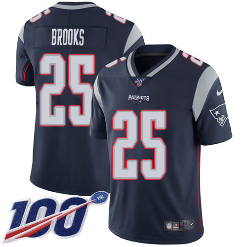 New England Patriots #25 Terrence Brooks Navy Blue Team Color Youth Stitched 100th Season Vapor Untouchable Limited Jersey Youth