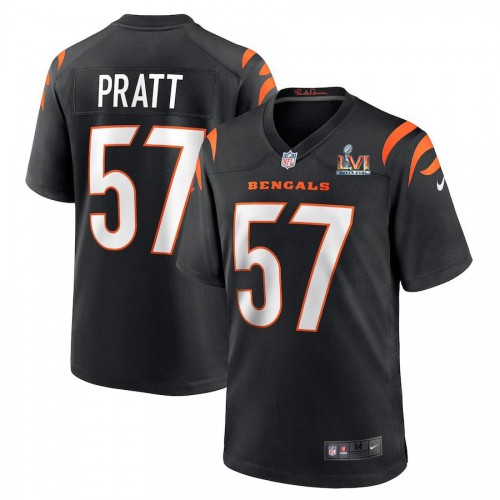 Cincinnati Cincinnati Bengals #57 Germaine Pratt Black Super Bowl LVI Patch Game Jersey Men's