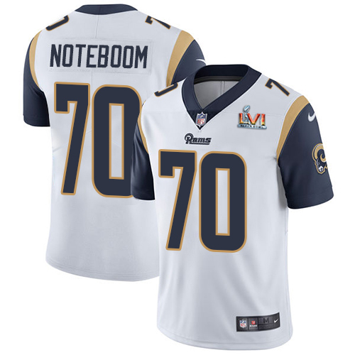 Los Angeles Rams #70 Joseph Noteboom White Super Bowl LVI Patch Men's Stitched Vapor Untouchable Limited Jersey Men's