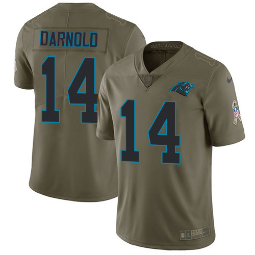 Panthers #14 Sam Darnold Olive Men's Stitched Limited 2017 Salute To Service Jersey