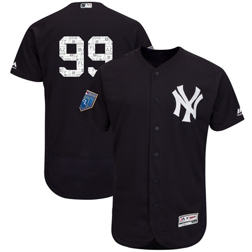 New York Yankees #99 Aaron Judge Navy Blue 2018 Spring Training Authentic Flex Base Stitched Jersey Men's
