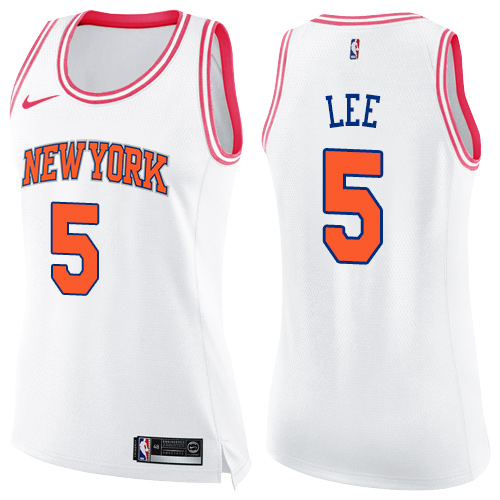 New York Knicks #5 Courtney Lee White/Pink Womens Swingman Fashion Jersey Womens