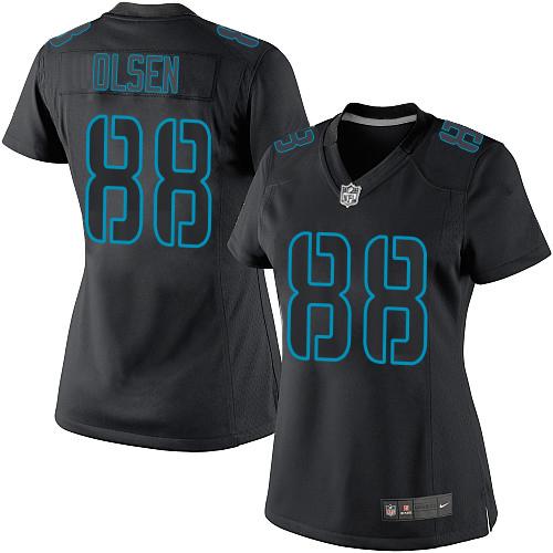 Carolina Panthers #88 Greg Olsen Black Impact Women's Stitched Limited Jersey Womens