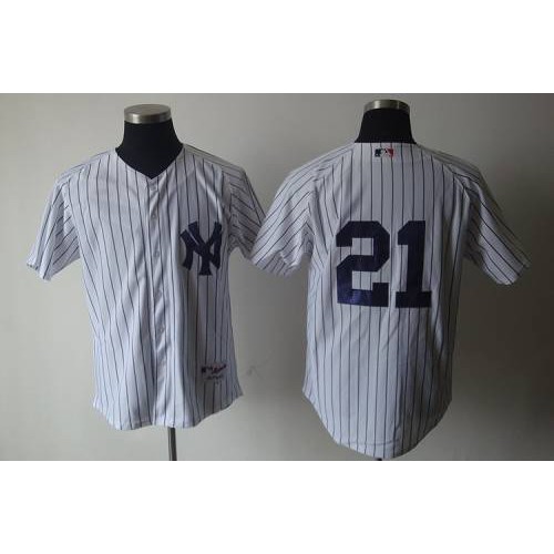 New York Yankees #21 Paul O'Neill White Cooperstown Stitched Jersey Men's