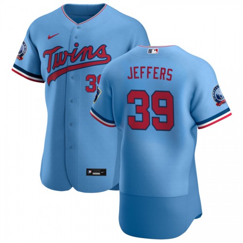 Minnesota Minnesota Twins #39 Ryan Jeffers Men's Light Blue Alternate 2020 60th Season Authentic Team Jersey Men's