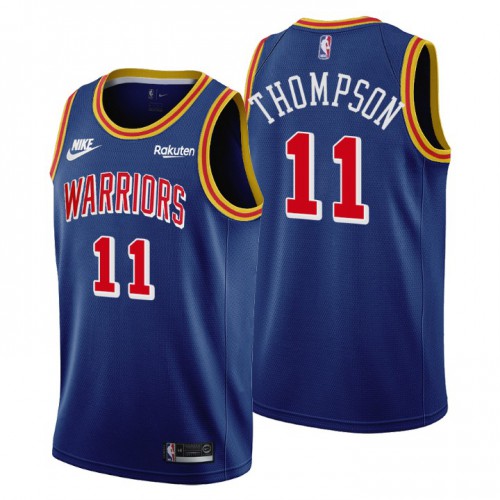 Golden State Golden State Warriors #11 Klay Thompson Mens Releases Classic Edition 75th Anniversary Jersey Blue Mens