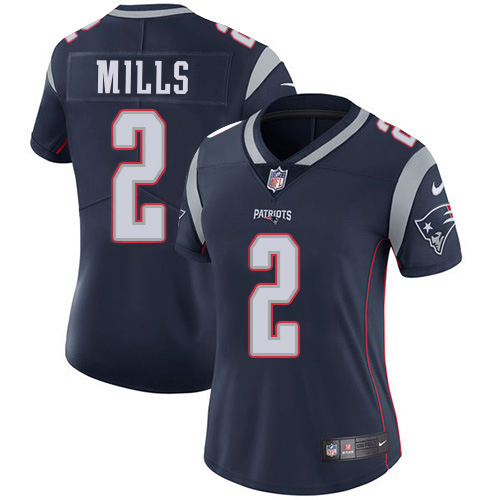Patriots #2 Jalen Mills Navy Blue Team Color Women's Stitched Vapor Untouchable Limited Jersey