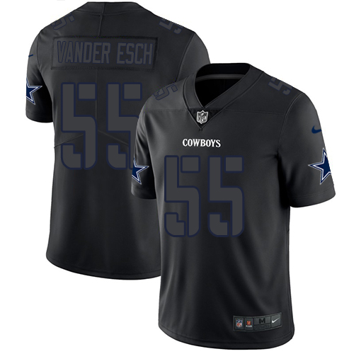 Cowboys #55 Leighton Vander Esch Black Men's Stitched Limited Rush Impact Jersey