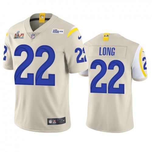 Los Angeles Los Angeles Rams #22 David Long Men's Super Bowl LVI Patch Vapor Limited Jersey - Bone Men's