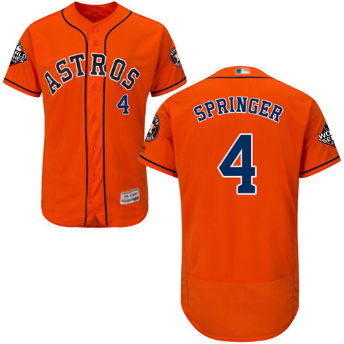 Houston Astros #4 George Springer Orange Flexbase Authentic Collection 2019 World Series Bound Stitched Jersey Men's