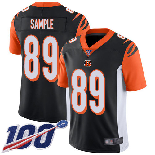 Cincinnati Bengals #89 Drew Sample Black Team Color Men's Stitched 100th Season Vapor Limited Jersey Men's