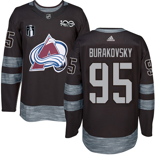 Adidas Colorado Avalanche #95 Andre Burakovsky Black Youth 2022 Stanley Cup Final Patch 100th Anniversary Stitched Jersey Youth