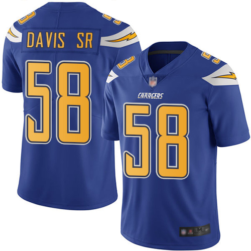Los Angeles Chargers #58 Thomas Davis Sr Electric Blue Men's Stitched Limited Rush Jersey Men's