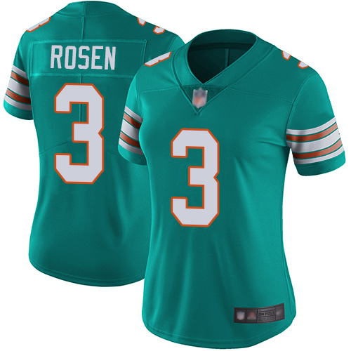 Miami Dolphins #3 Josh Rosen Aqua Green Alternate Women's Stitched Vapor Untouchable Limited Jersey Womens