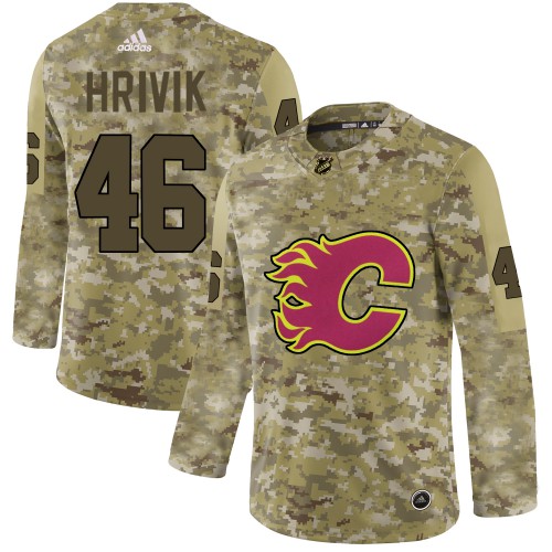 Adidas Calgary Flames #46 Marek Hrivik Camo Authentic Stitched Jersey Men's