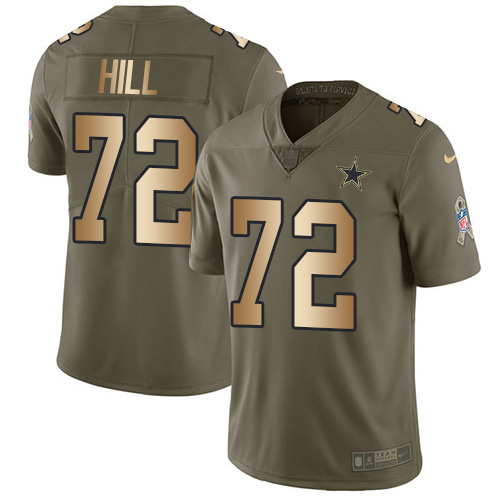 Dallas Cowboys #72 Trysten Hill Olive/Gold Men's Stitched Limited 2017 Salute To Service Jersey Men's