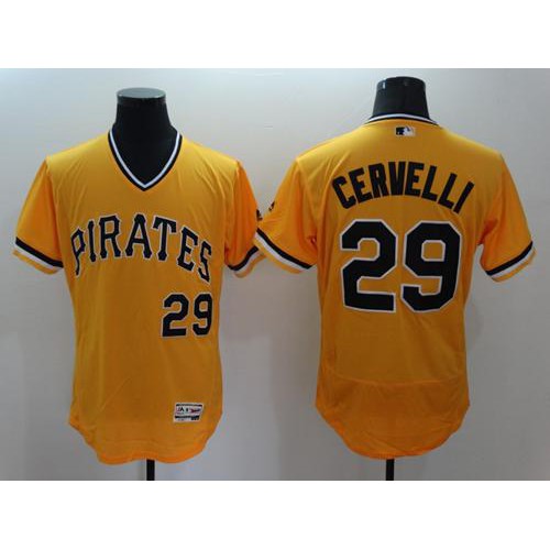 Pittsburgh Pirates #29 Francisco Cervelli Gold Flexbase Authentic Collection Cooperstown Stitched Jersey Men's
