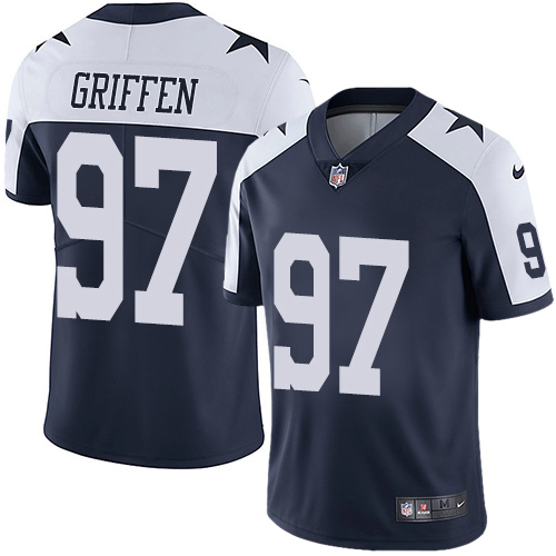 Dallas Cowboys #97 Everson Griffen Navy Blue Thanksgiving Youth Stitched 100th Season Vapor Throwback Limited Jersey Youth