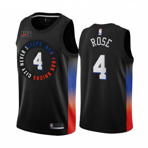 New York Knicks #4 Derrick Rose Black Swingman 2020-21 City Edition Jersey Mens