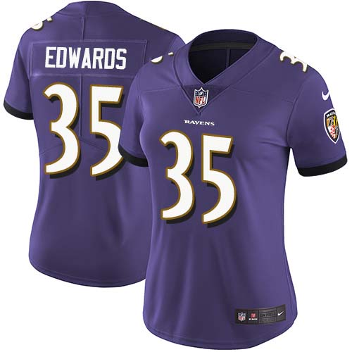 Baltimore Ravens #35 Gus Edwards Purple Team Color Women's Stitched Vapor Untouchable Limited Jersey Womens