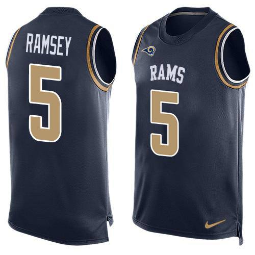 Rams #5 Jalen Ramsey Navy Blue Team Color Men's Stitched Limited Tank Top Jersey
