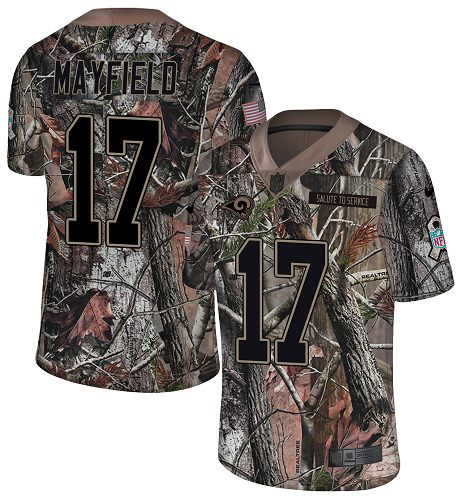 Rams #17 Baker Mayfield Camo Men's Stitched Limited Rush Realtree Jersey