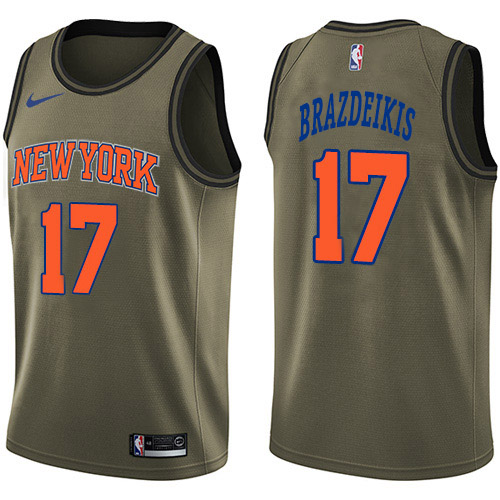 New York Knicks #17 Ignas Brazdeikis Green Swingman Salute to Service Jersey Mens