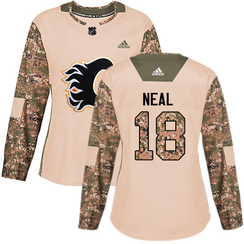 Adidas Calgary Flames #18 James Neal Camo Authentic 2017 Veterans Day Women's Stitched Jersey Womens