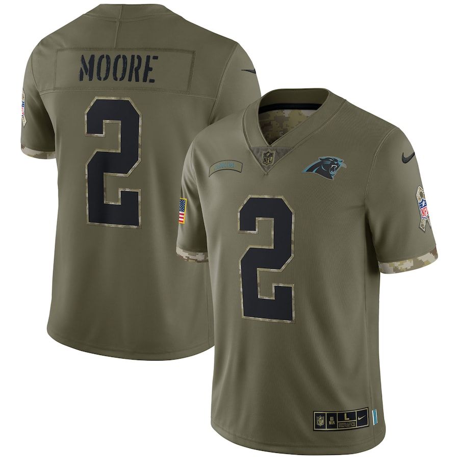 Carolina Panthers #2 D.J. Moore Men's 2022 Salute To Service Limited Jersey - Olive