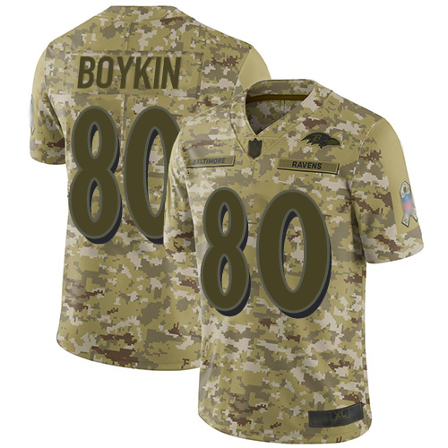 Baltimore Ravens #80 Miles Boykin Camo Men's Stitched Limited 2018 Salute To Service Jersey Men's