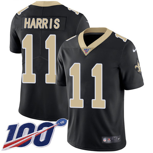 New Orleans Saints #11 Deonte Harris Black Team Color Men's Stitched 100th Season Vapor Untouchable Limited Jersey Men's