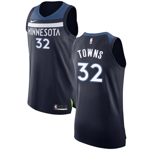 Minnesota Timberwolves #32 Karl-Anthony Towns Navy Blue Authentic Icon Edition Jersey Mens