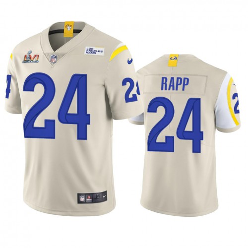 Los Angeles Los Angeles Rams #24 Taylor Rapp Men's Super Bowl LVI Patch Vapor Limited Jersey - Bone Men's