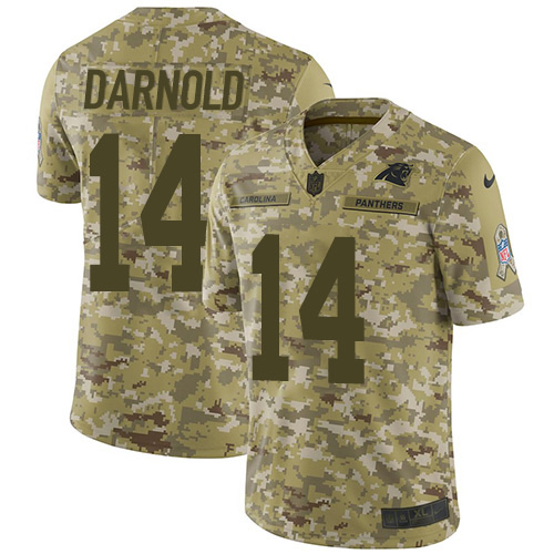 Panthers #14 Sam Darnold Camo Youth Stitched Limited 2018 Salute To Service Jersey