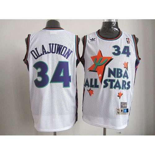 Houston Rockets #34 Hakeem Olajuwon White All-Star 1995 Stitched Jersey Mens
