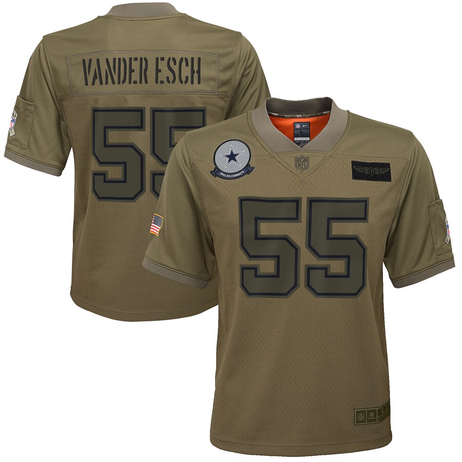 Youth Dallas Cowboys #55 Leighton Vander Esch Camo 2019 Salute To Service Game Jersey