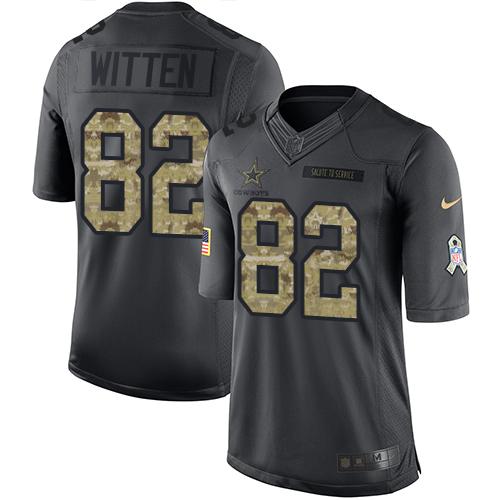 Dallas Cowboys #82 Jason Witten Black Men's Stitched Limited 2016 Salute To Service Jersey Men's