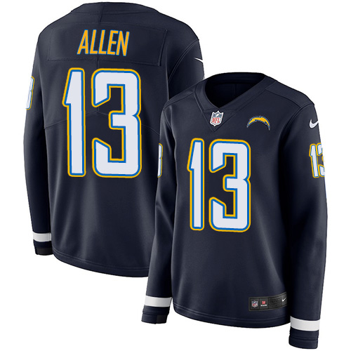 Chargers #13 Keenan Allen Navy Blue Team Color Women's Stitched Limited Therma Long Sleeve Jersey