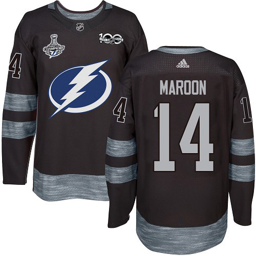 Adidas Tampa Bay Lightning #14 Pat Maroon Black 1917-2017 100th Anniversary 2020 Stanley Cup Champions Stitched Jersey Men's