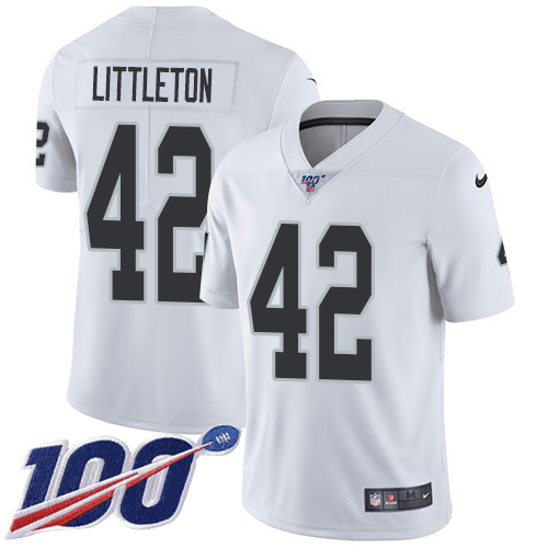 Las Vegas Raiders #42 Cory Littleton White Men's Stitched 100th Season Vapor Untouchable Limited Jersey Men's