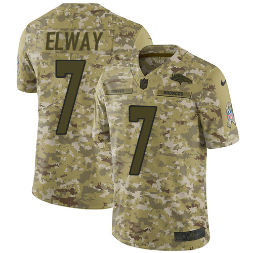Broncos #7 John Elway Camo Men's Stitched Limited 2018 Salute To Service Jersey