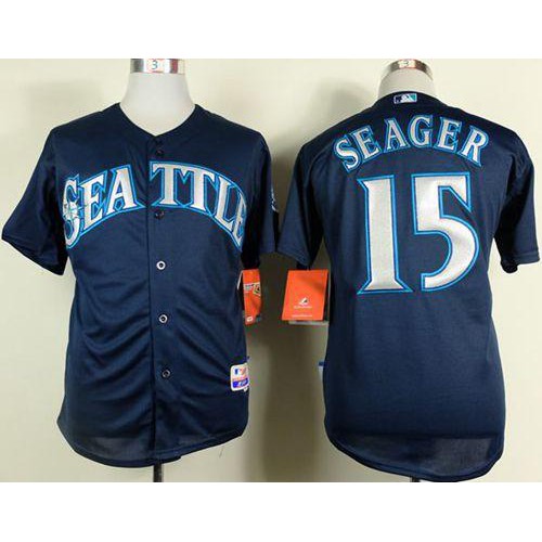 Seattle Mariners #15 Kyle Seager Navy Blue Cool Base Stitched Jersey Men's
