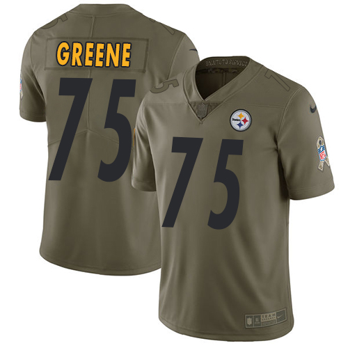 Pittsburgh Steelers #75 Joe Greene Olive Youth Stitched Limited 2017 Salute to Service Jersey Youth