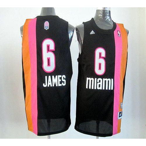 Miami Heat #6 LeBron James Black ABA Hardwood Classic Stitched Jersey Mens