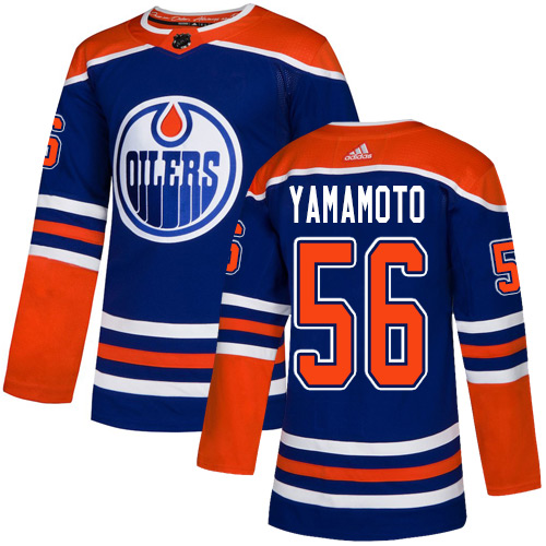 Adidas Edmonton Oilers #56 Kailer Yamamoto Royal Blue Alternate Authentic Stitched Jersey Men's